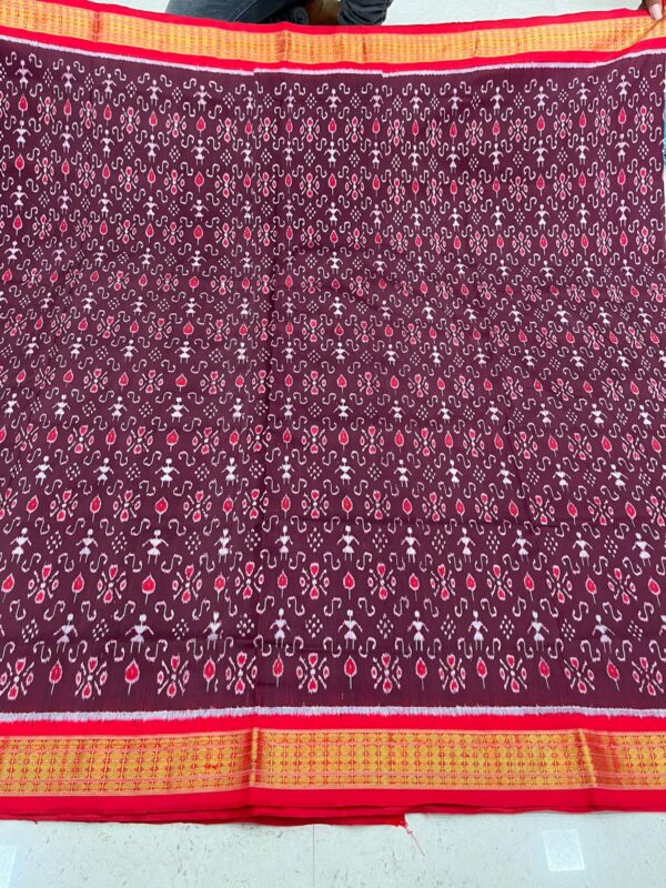 Maroon Red Original Handloom Pata (Silk) Saree