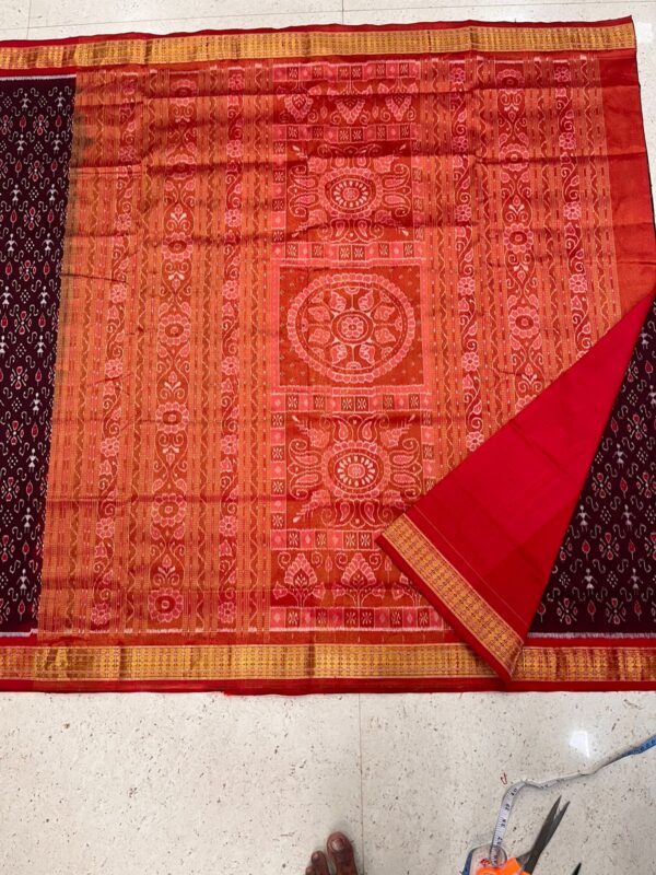 Maroon organge Pata Saree