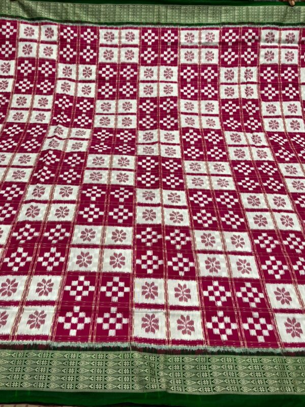 Deep Pink & Orange  Handloom Pata (Silk) Saree