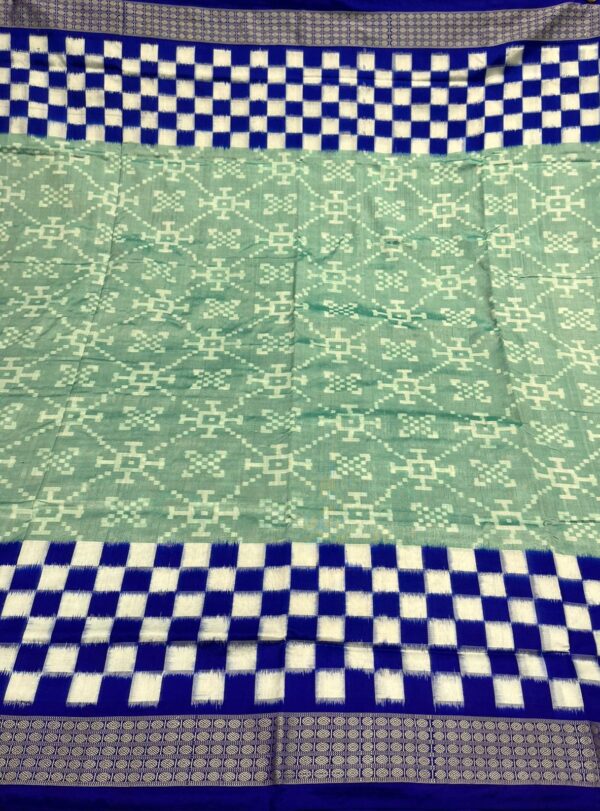 Green & Blue Handloom Pata (Silk) Saree