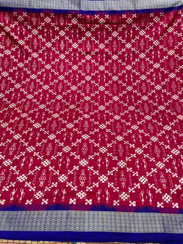 Deep Pink & Blue Handloom Pata (Silk) Saree